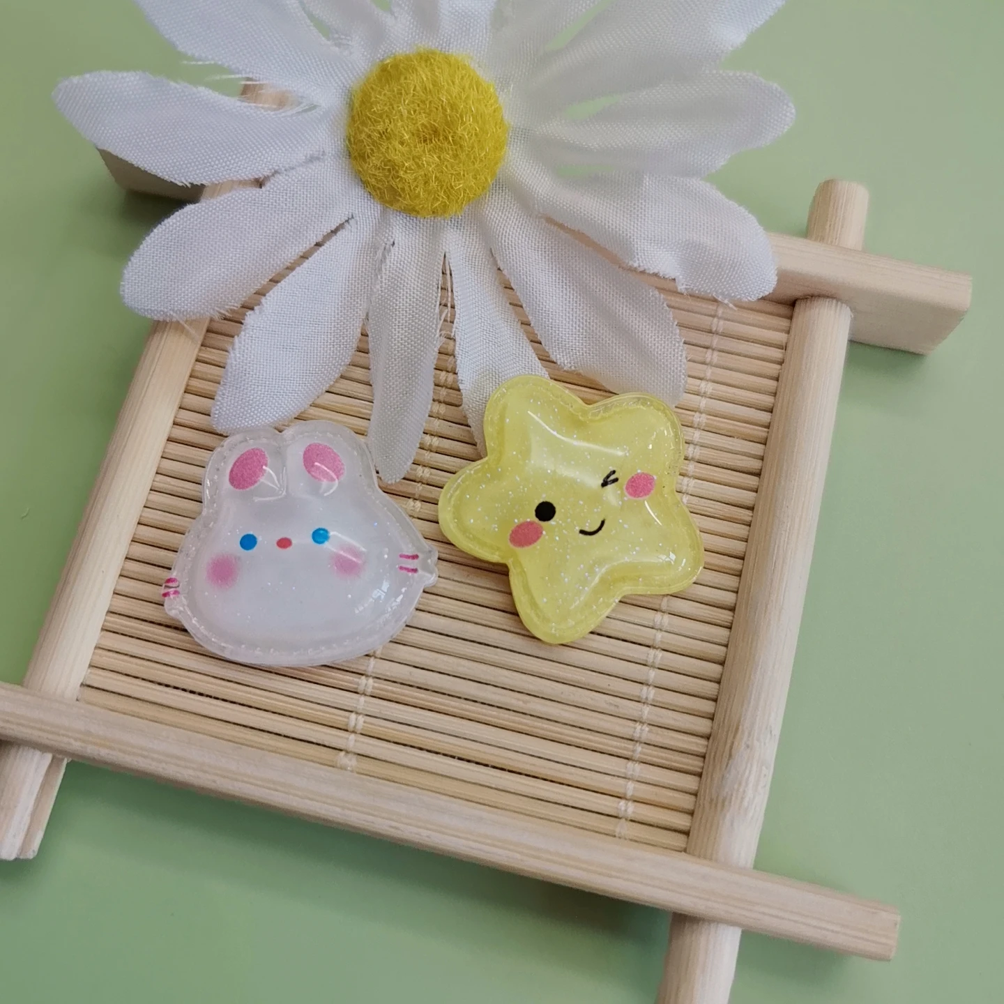 Cute Resin Mini Cartoon Glossy Smile Star Rabbit Series Flat Back Cabochon Scrapbooking DIY Jewelry Crafts Decoration