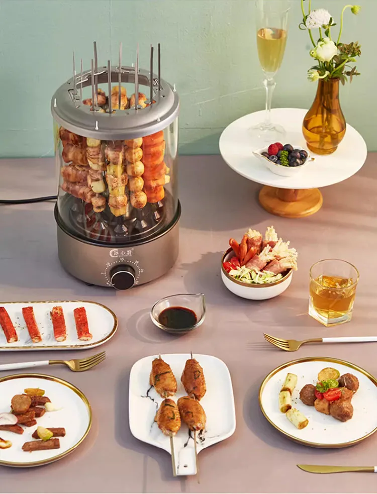 Electric barbecue grill Smokeless electric skewer machine Household automatic rotary sausage grill machine Grill oven
