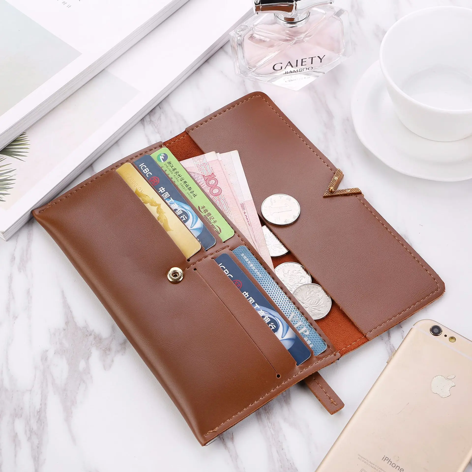 2023 Couro Mulheres Carteiras Hasp Lady Moneybags Zipper Coin Purse Mulher Envelope Carteira Dinheiro Cartões ID Titular Bolsas Bolso