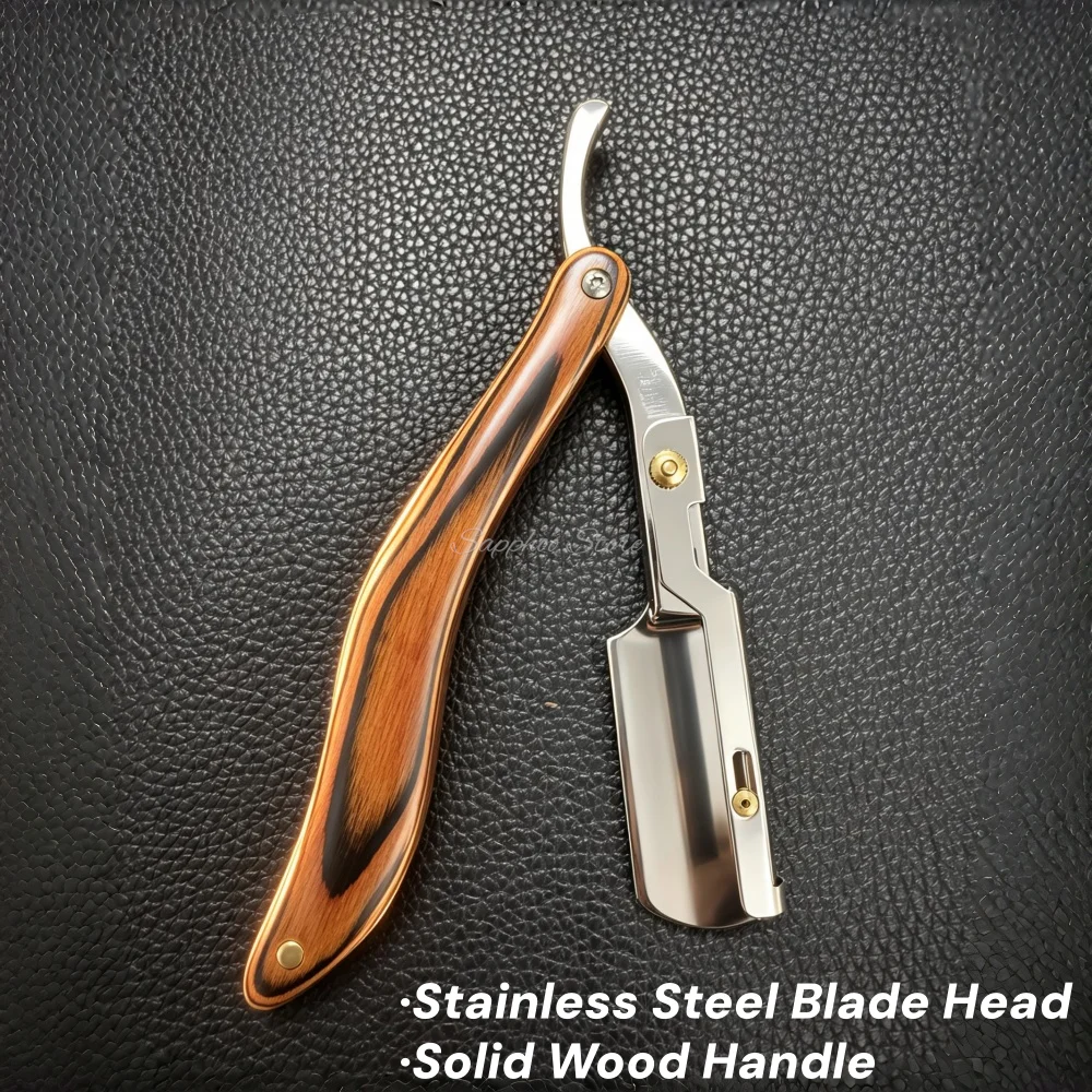 New Professional Hairdresser Shaver Senior Wood Handle Men's Barber Razor Haircut Tools Metal Stainless Steel Eyebrow Razor