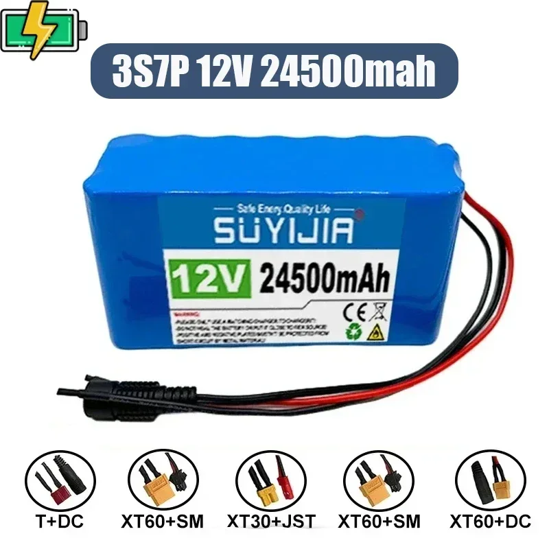 12V 24500mAh 3S7P 18650 battery pack  for electric bicycle moped, electric scooter lithium-ion battery BMS+12.6V 3A charger