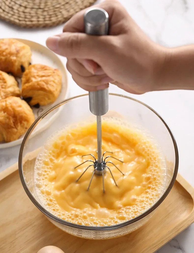 Halbautomatischer Eierschläger Manueller Rotierender Sahne-Mixer Haushalts-Backwerkzeug Küchengadget zum Eier-Mischen und Kuchen-Rühren – Detail 7