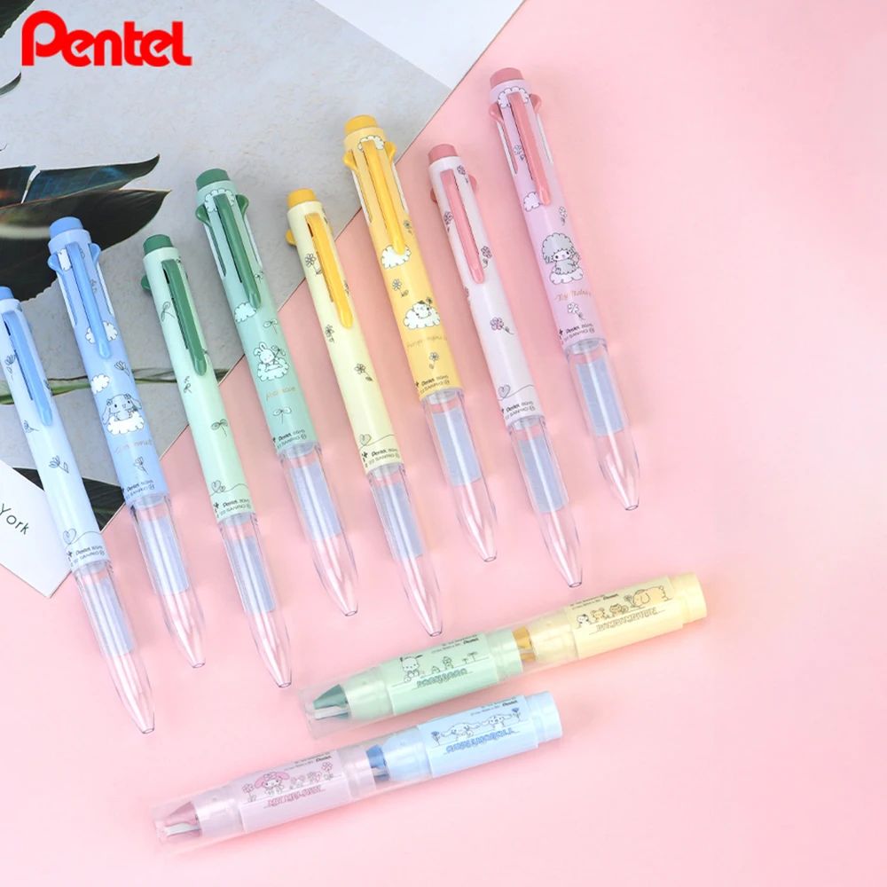 Japan Pentel 2022 Joint Limited Cartoon Animal 3 Function 5 Function Module Pen Shell Correction Belt Student School Supplies