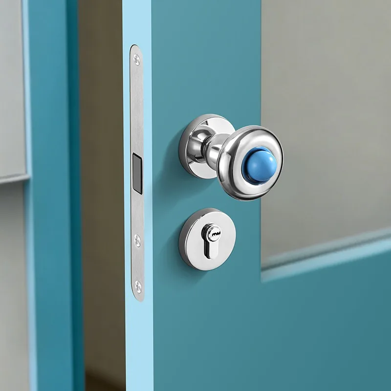 

Indoor bedroom bright silver door lock silent magnetic color antique handle