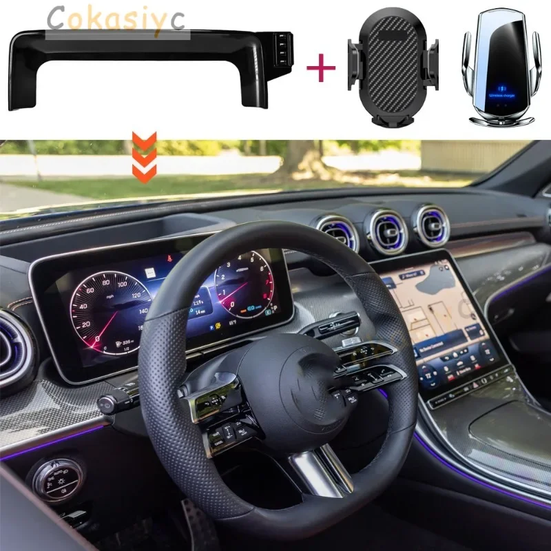 

Car Phone Holder For Mercedes-Benz GLC 2023 2024 X254 Screen Fixed Base GPS Bracket Wireless Charging Mobile Phone Holder Car
