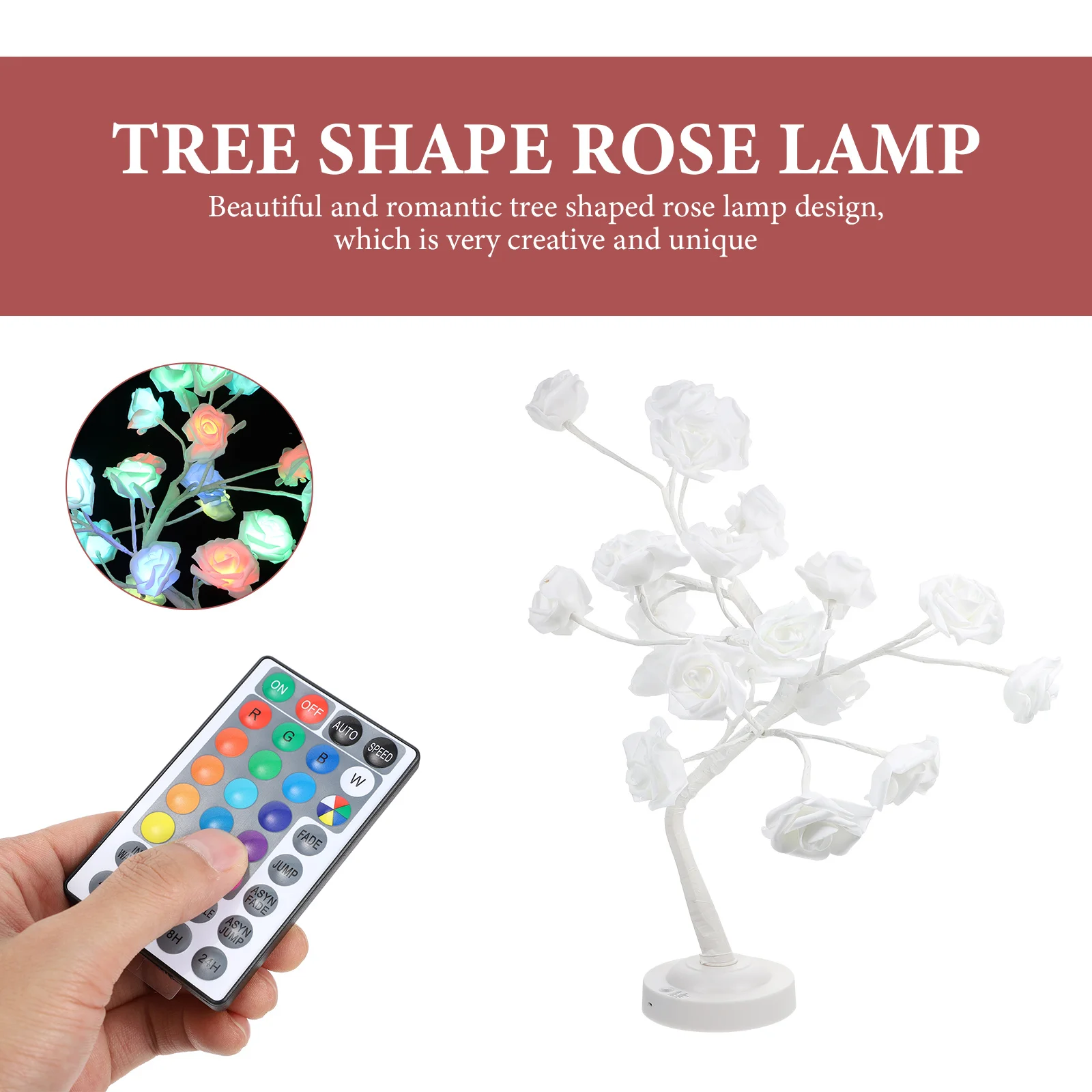 

1Set Tree Shaped Rose Lamp LED Decorative Atmosphere Light for Desktop Home Bedroom Romantic Mood Lighting Creative Rose Flower