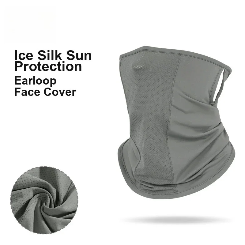 Thin Ice Silk Ear Hanging Protective Neck Gaiter Full Face Back Neck Sun Protection Mask Men Women Outdoor Cycling