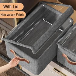 Folding Clothes Storage Box with Lid Multi-functional Wardrobe Storage Box for Underwear Sweater Home Cabinet Organizer