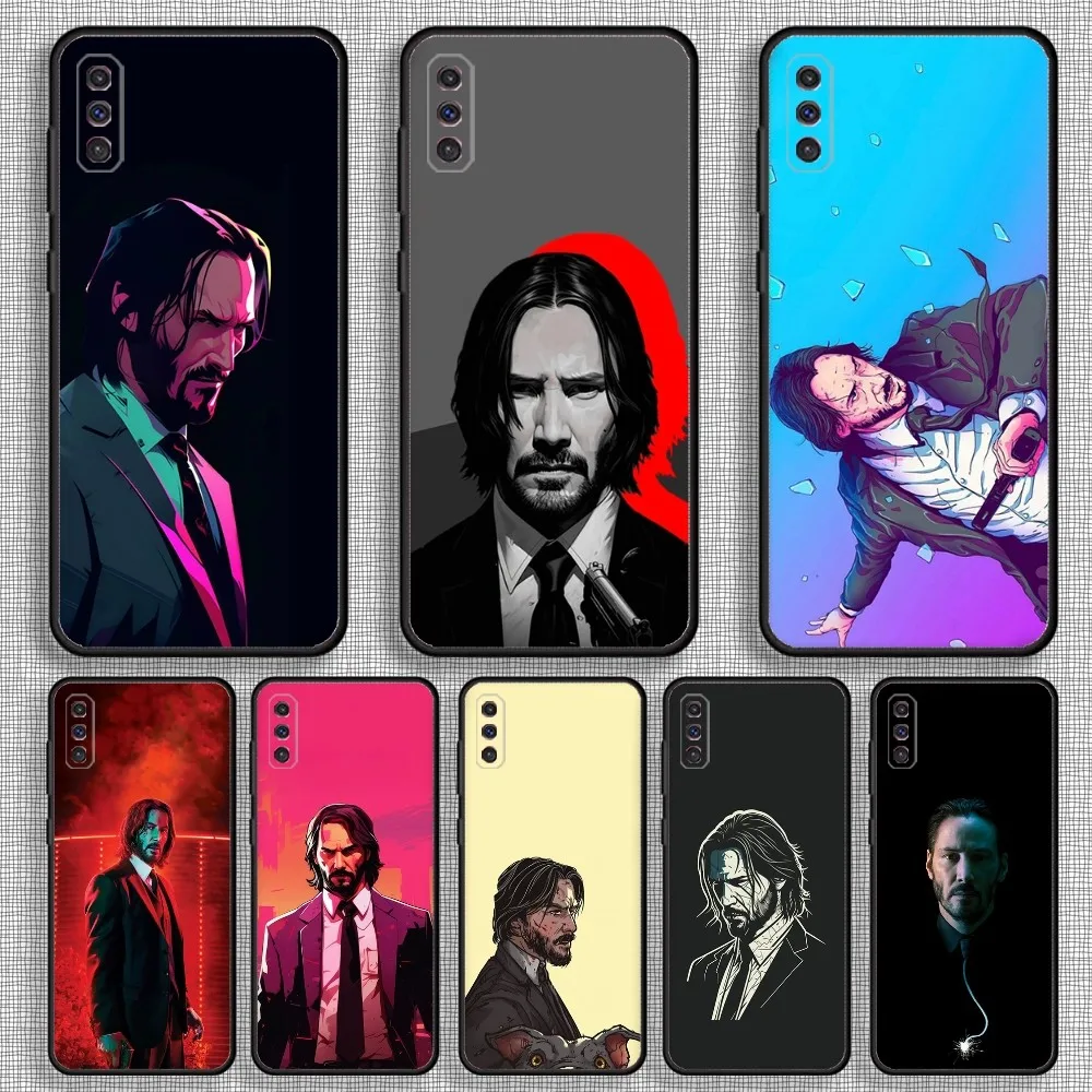 

JohnS W-Wick Phone Case For Samsung S23,23,22,30,21,10,9,Note20 Ultra,Lite,Ultra,5G,Plus,FE,Black Soft Case