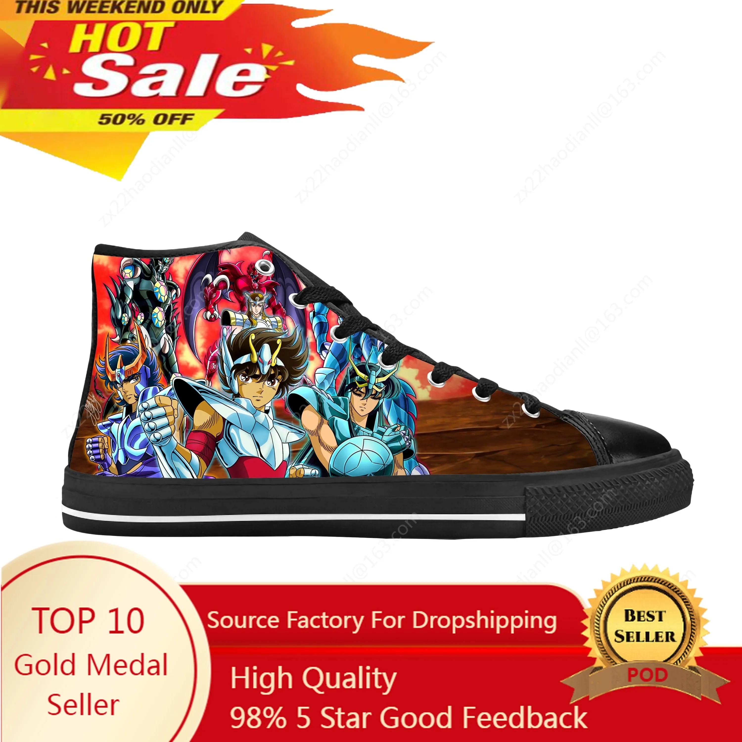 

Seiya Japanese Anime Cartoon Manga Comic Saint Casual Cloth Shoes High Top Comfortable Breathable 3D Print Men Women Sneakers