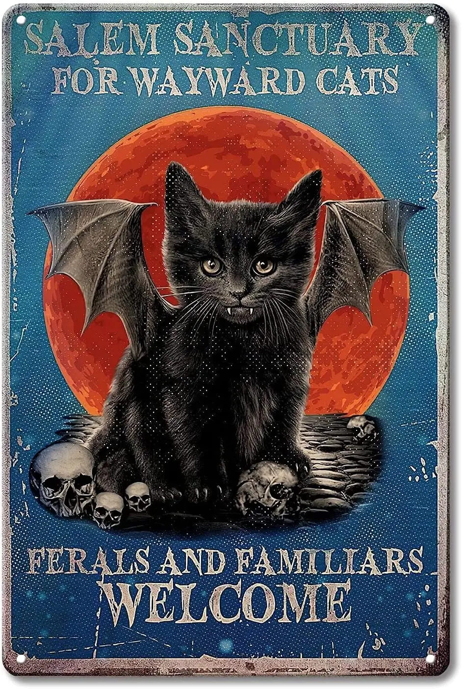 Salem cats metal signs, Salem sanctuary iron painting metal wall art for cats, easy to install cat tin signs for home decor sign