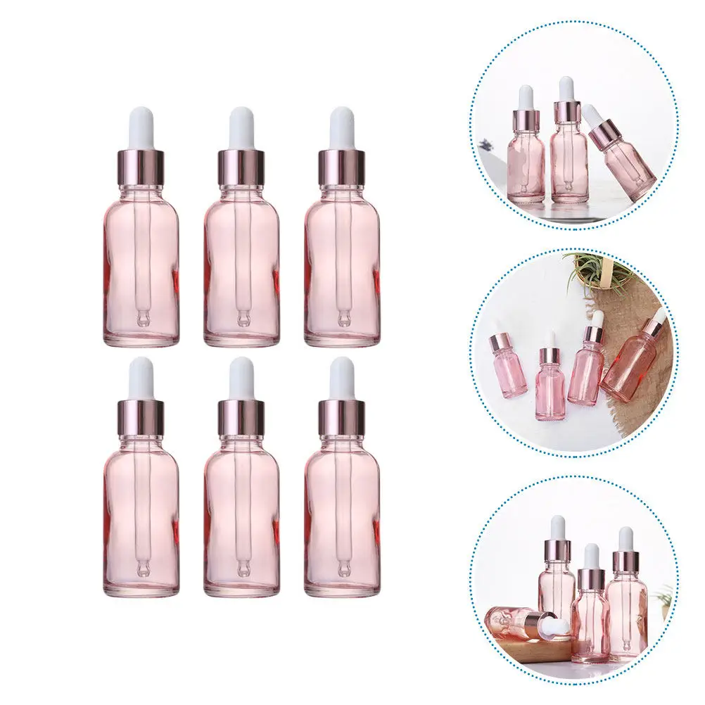 

6Pcs Empty Essential Oil Bottles Glass Dropper Dispensers Compact Lightweight Leak Proof for Travel Aromatherapy Perfume Oils