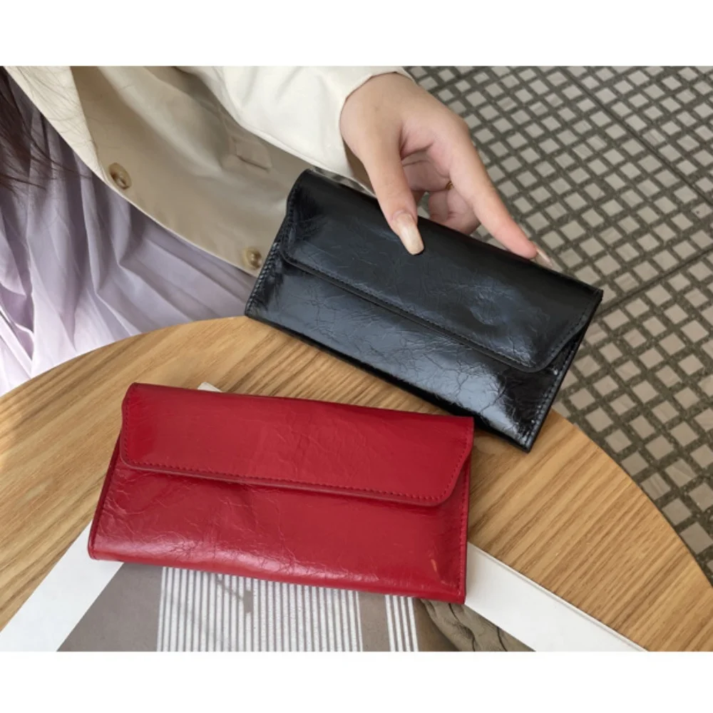 กระเป๋าสตางค์หนังวัวแท้แบบยาว พร้อมคลิปหนีบเงิน ดีไซน์หรูหรา สำหรับผู้หญิง เหมาะเป็นของขวัญสำหรับงานเลี้ยงอาหารค่ำหรือโอกาสพิเศษ