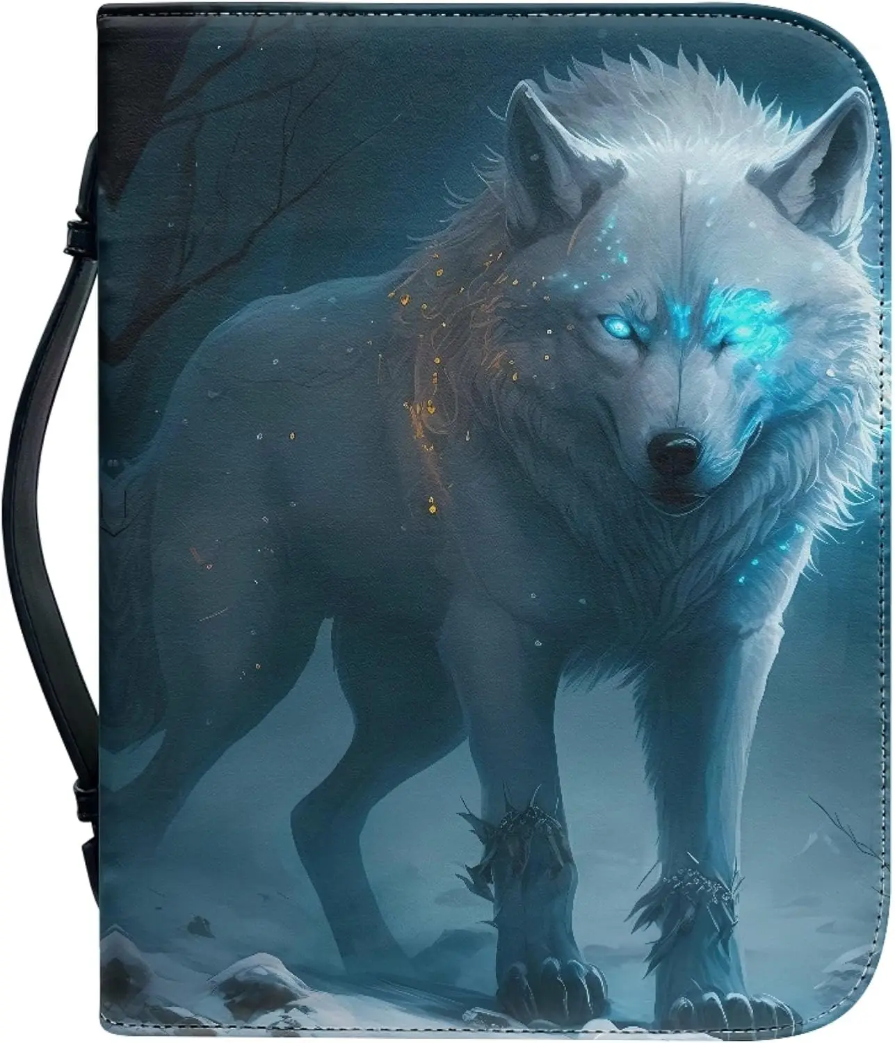 Bible Case for Men Cool Wolf Bible Cover for Boys Girls with Zipper Handle Scripture Bag for Bible Study Supplies Protect