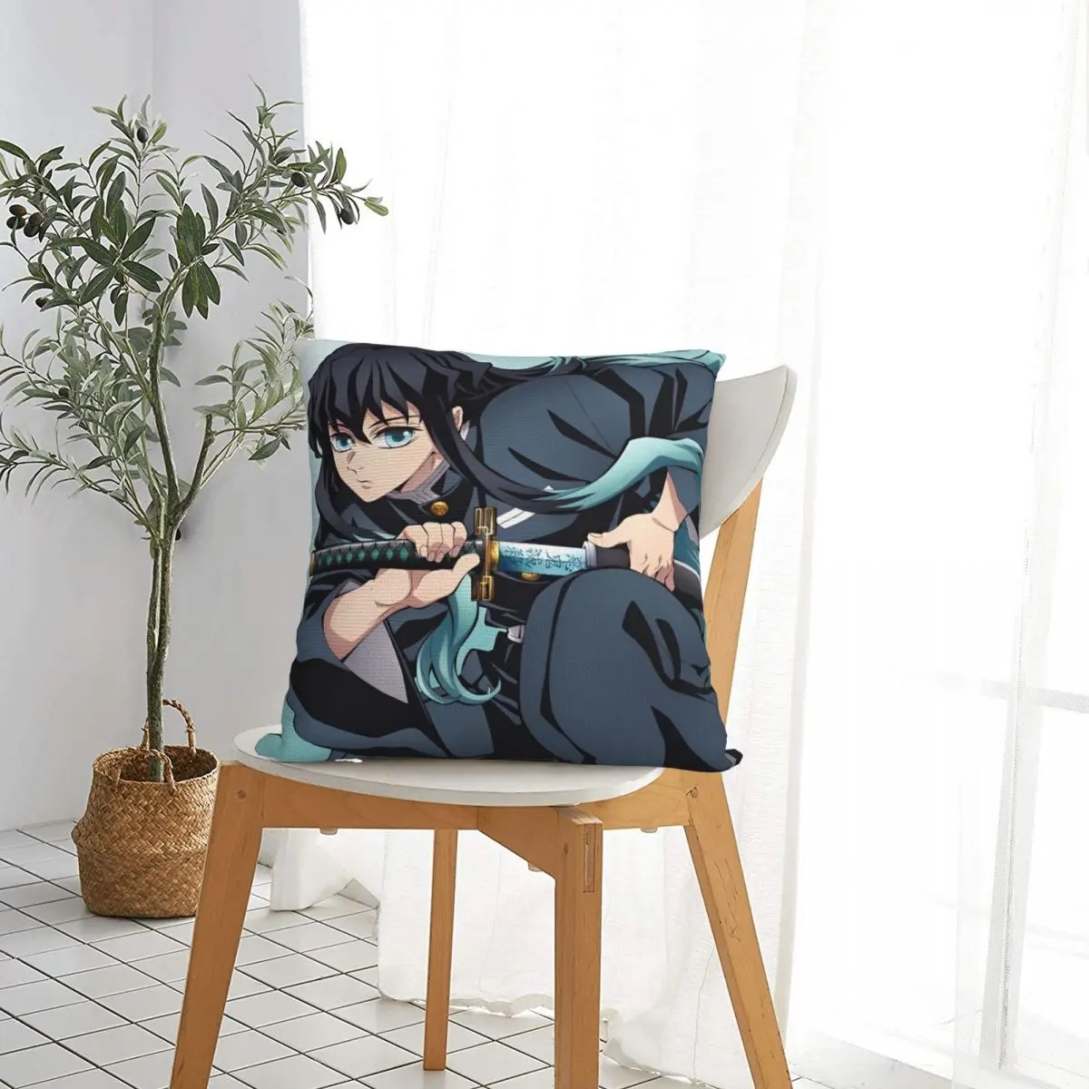 Mist Hashira Muichiro Tokito Square Pillow Covers Polyester Anime Demon Slayer Cushion Case Cool Home Decoration Pillow Cover