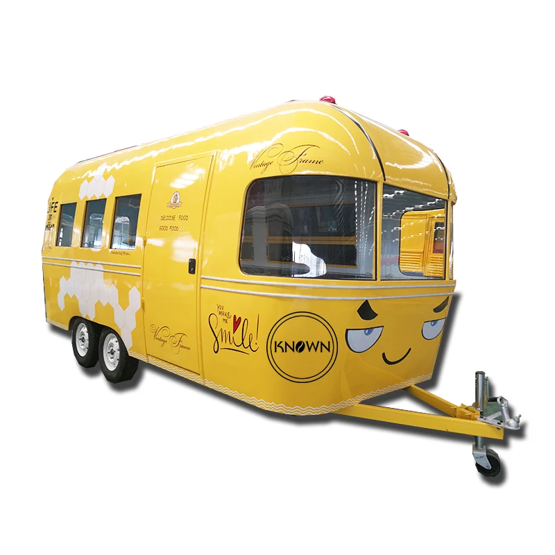 OEM American Standard Food Truck Fast Mobile Smiley Face Snack Ice Cream Trailer for Sale Europe