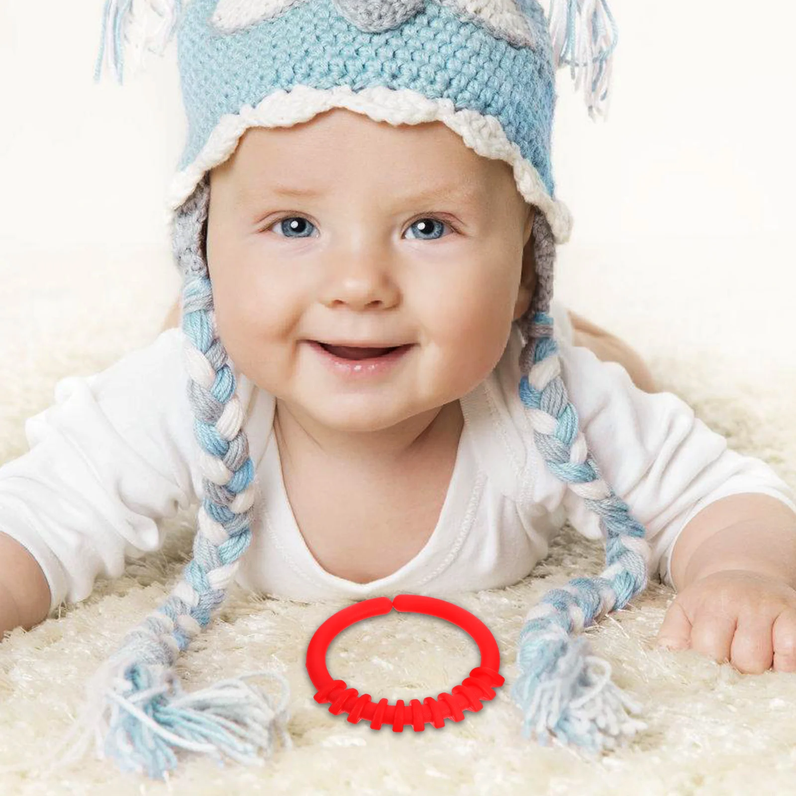 

18Pcs Baby Teether Rings Links Safe Plastic Rattle Stroller Infant Newborn Travel Mixed Style Teether Rings Stroller Toys