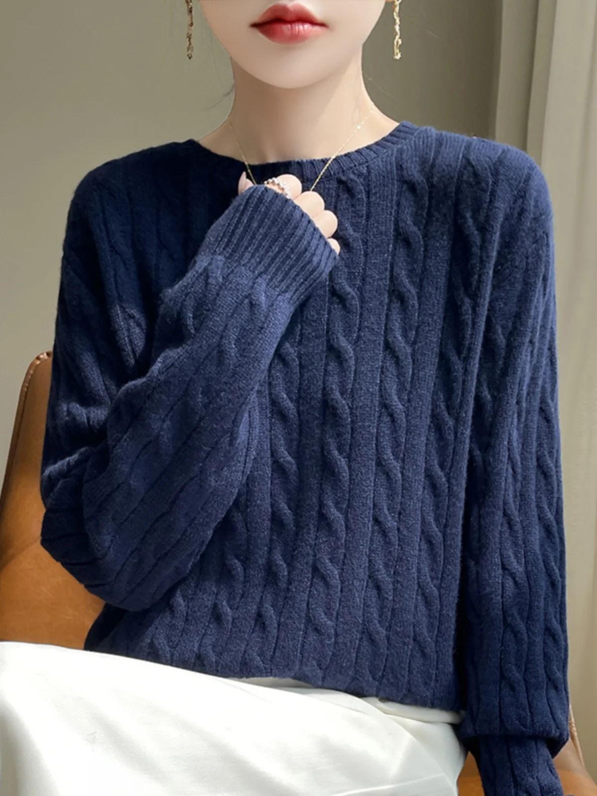 

Модный круглый вязаный свитер Ne Twisted Andy Fce, женский повседневный длинный свитер с верхом све, осень-зима, Новое поступление