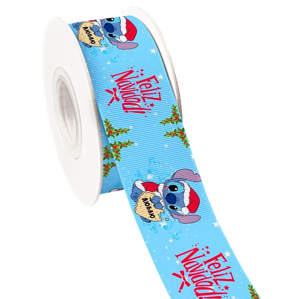 Disney 101 Dalmatians Christmas Stitch Printed Grosgrain Ribbon for Cheer Bows DIY Girl Headwear10yards