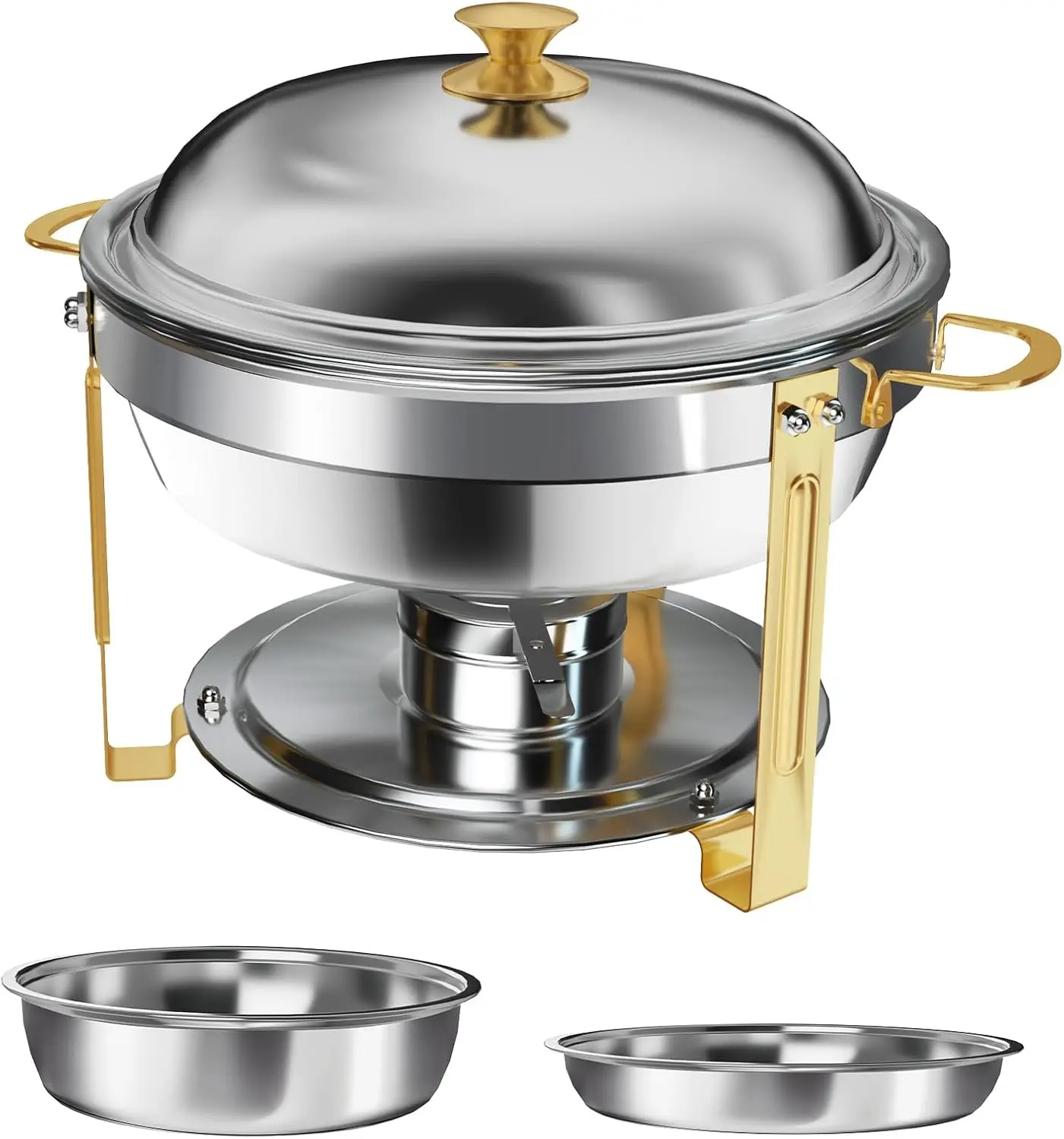 Round  Chafing Dish Set with Stainless Steel Lid for Buffet Catering Parties & Hotel Restaurant Supplies for Water