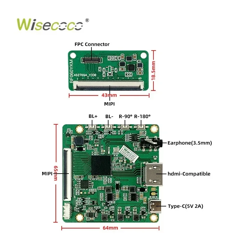 Wisecoco 6 Flexible AMOLED Display 2K 2880x1440 600nits 90000:1 Contrast Ultra Thin Bendable MIPI For Robot Wearable Handheld