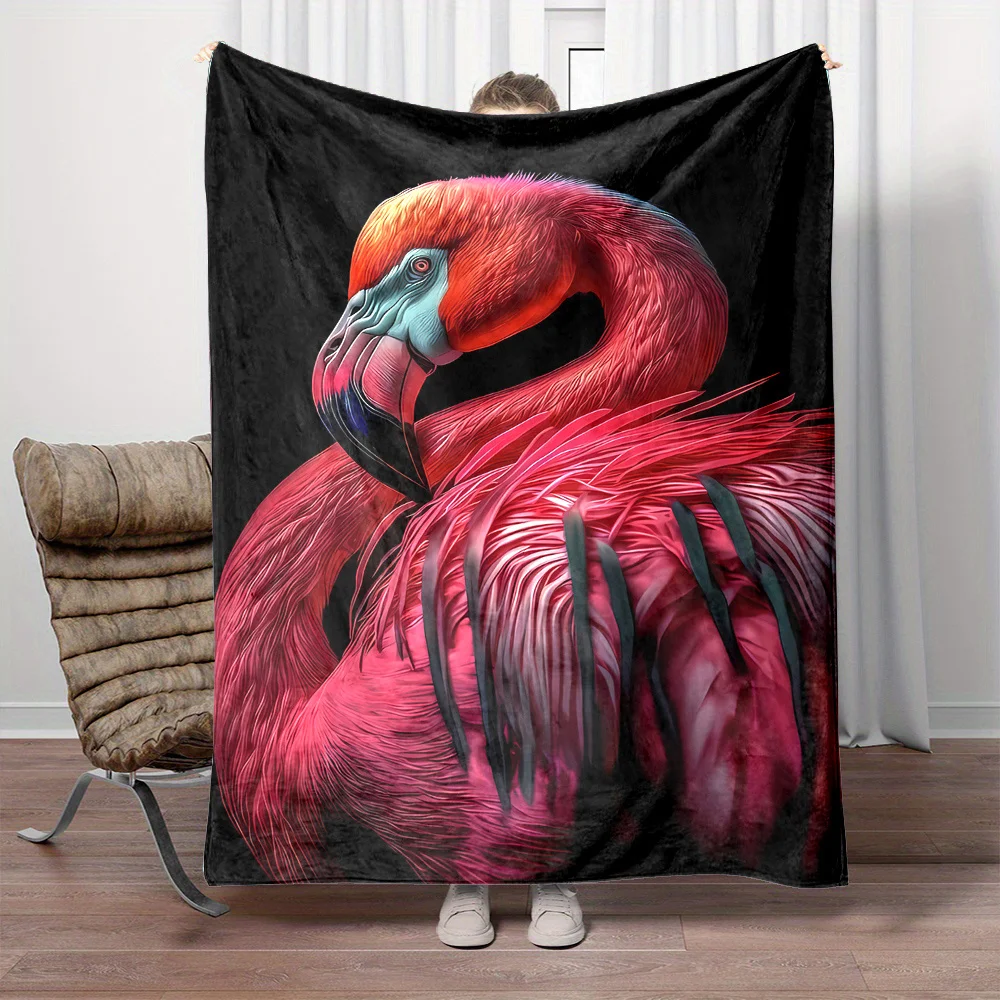 Vibrant Flamingo Art Print Flannel Throw Blanket - Soft, Reversible & Machine Washable - Perfect for Bed, Sofa, Camping & Travel