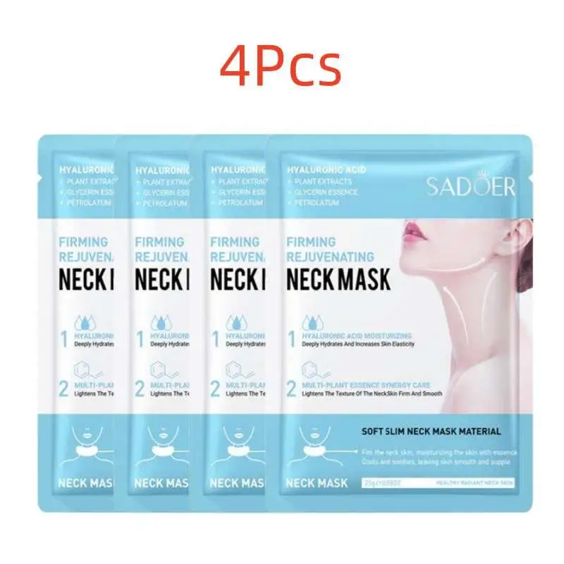 

4Pcs SADOER Hyaluronic Acid Neck Mask Collagen Firming Neck Masks Nourishing Brightening Beauty Moisturizing Skin Care