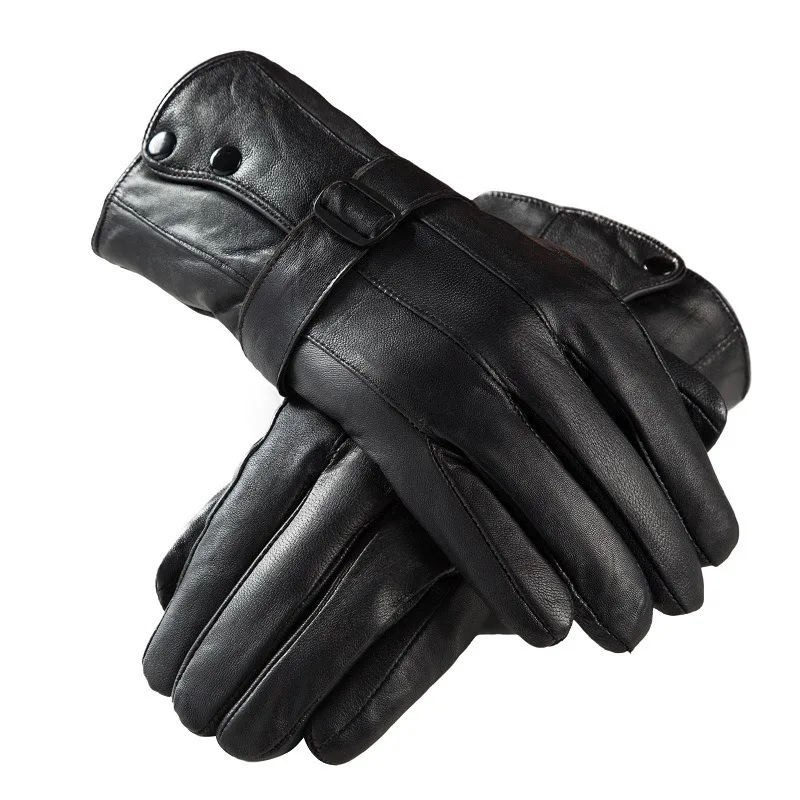 

Men Genuine Sheep Leather Gloves Thicken Long Winter Warm Motorcycle Gloves Plush Lining Windproof Riding Driving