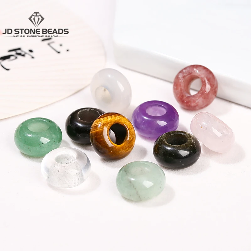 

10 Pcs/lot Natural Stone Tiger Eye Amethyst Jasper Abacus Shape Big Hole Bead 10*4mm For Jewelry Making Diy Necklace Bracelet