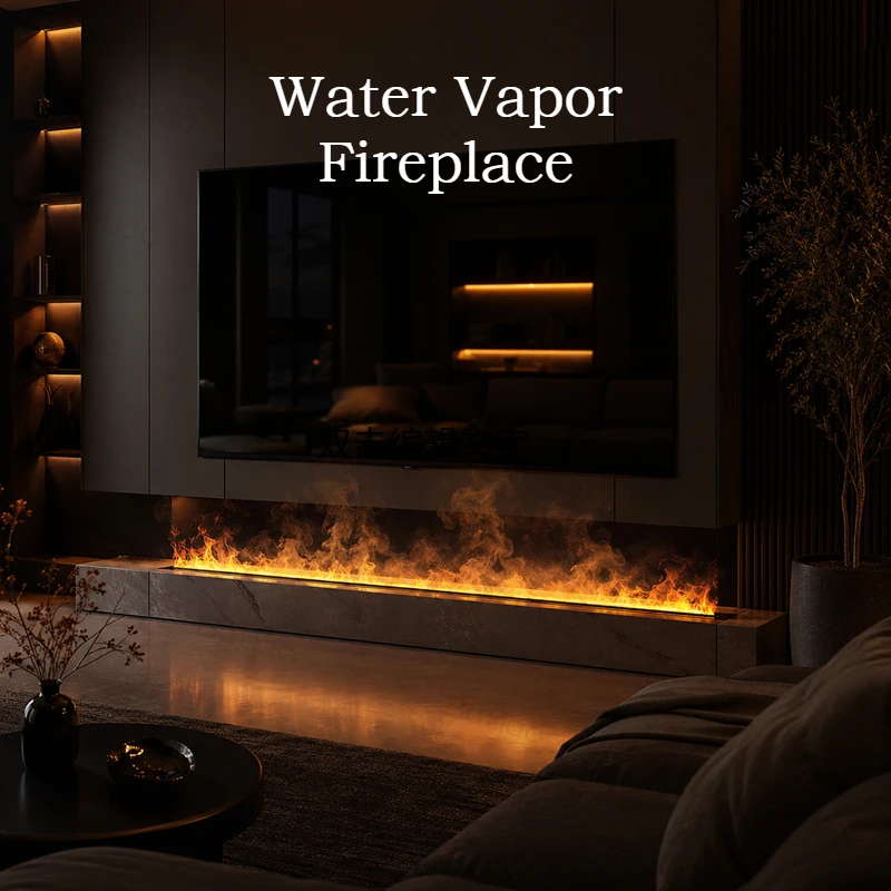 gold mist fireplace Modern Water Vapor Fireplace Electric 3D Flame Wall Mounted Safe Decorative Fireplace firebox emission