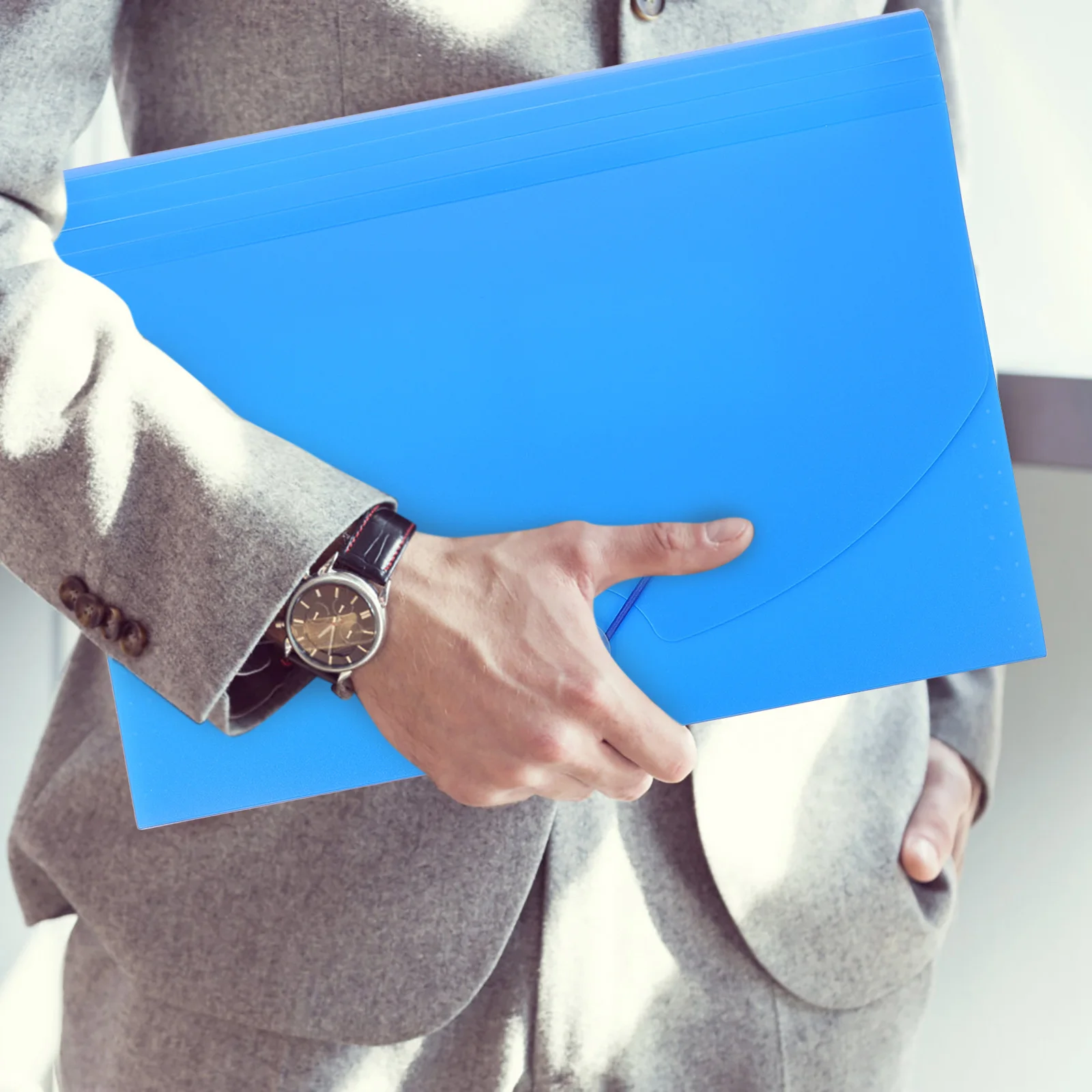 1 قطعة مجلد A4 بلاستيكي أزرق خفيف الوزن منظم مستندات للمنزل والمكتب والمدرسة كيس التخزين مجلد ملفات Pp المحمولة