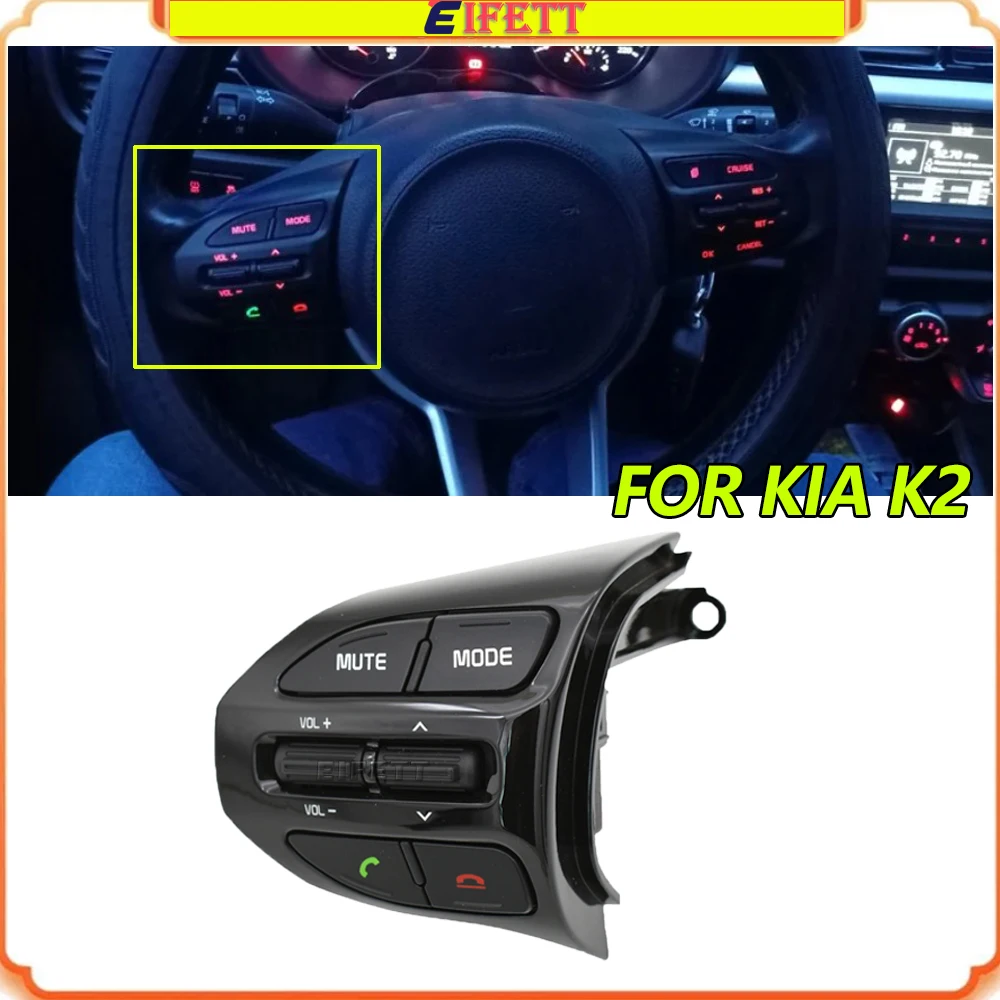 With Backlight Steering Wheel Button For KIA K2 RIO 2017 2018 2019 2020 2021 RIO X LINE Bluetooth Phone Control Volume Buttons