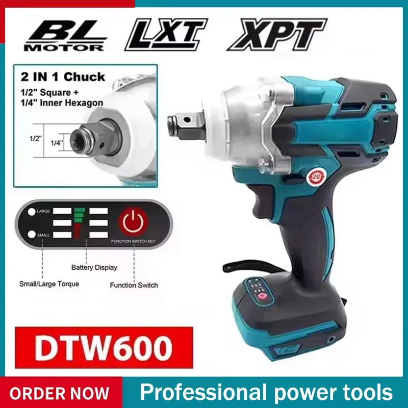 Fit makita dtw600 3100ipm 18v chave sem fio 1/2 Polegada chave de fenda sem escova recarregável chave de fenda elétrica veículo servicetool