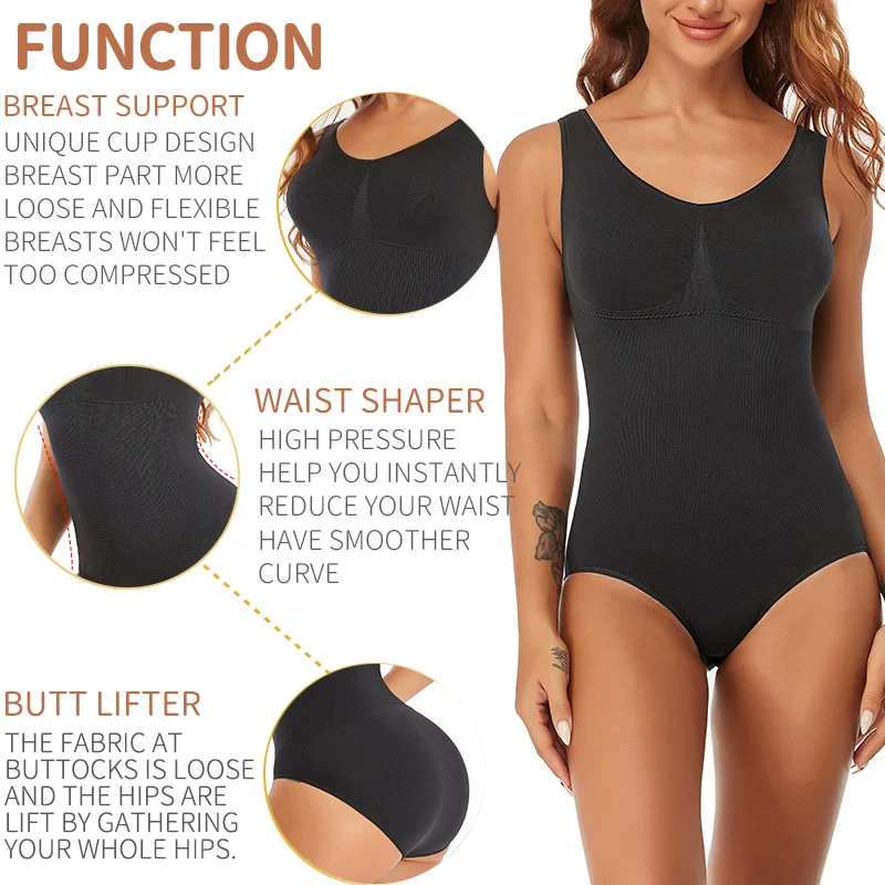 Bodysuit Shapewear Seamless Body Shaper Tummy Control Corset Top Women Belly Slimming Sheath Waist Trainer Abdomen Thigh Slimmer