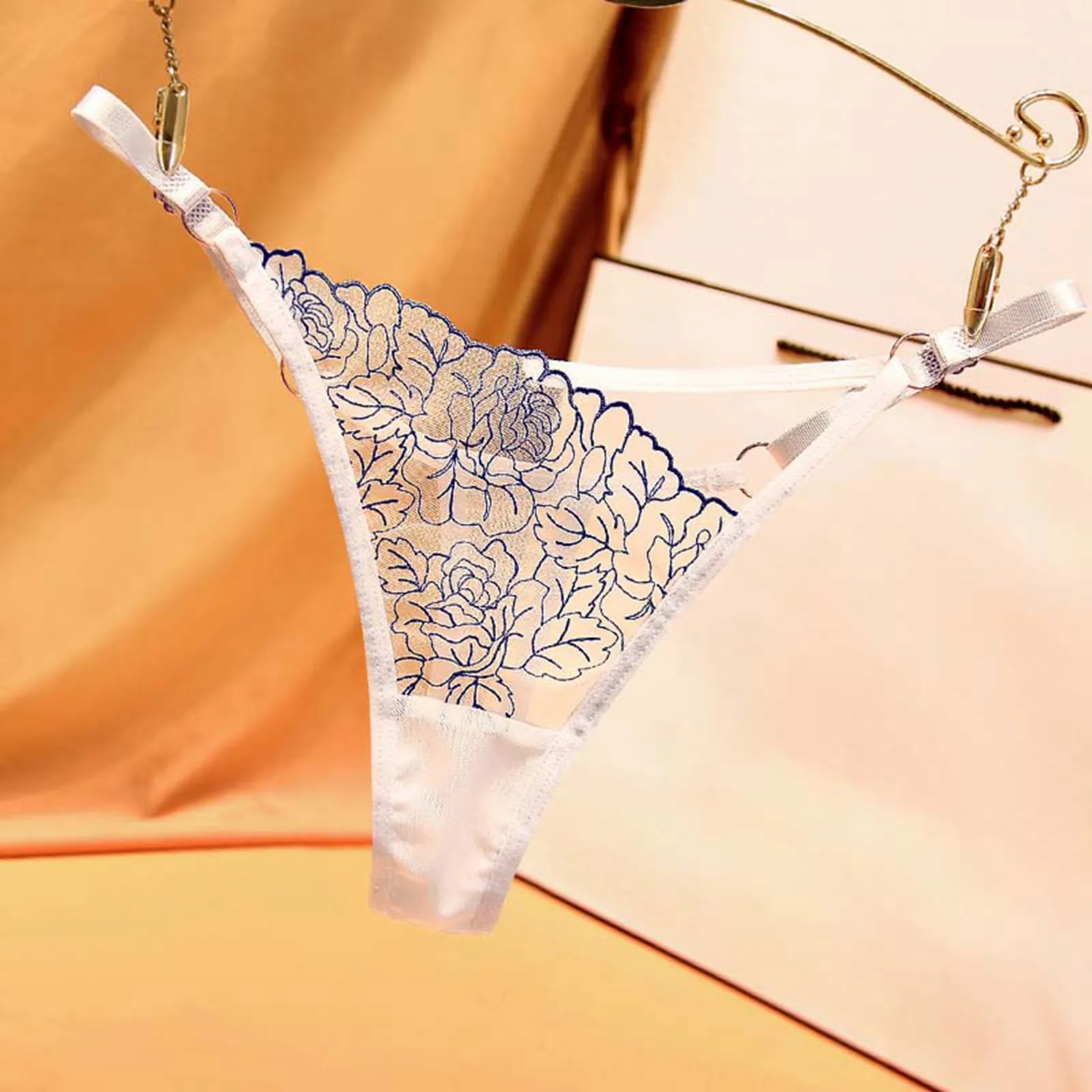 Womens Waist Hollowed Out Panties With Exquisite Embroidery Adjustable Waistband Women Cotton Panties Comfortable Underwear