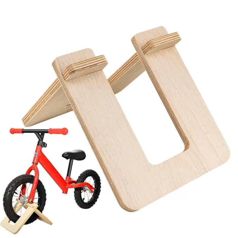 Kids Balance Bike Parking Rack Wooden Portable Detachable Display Rack Bicycles Floor Parking Stand for 10-12 inch bicycle