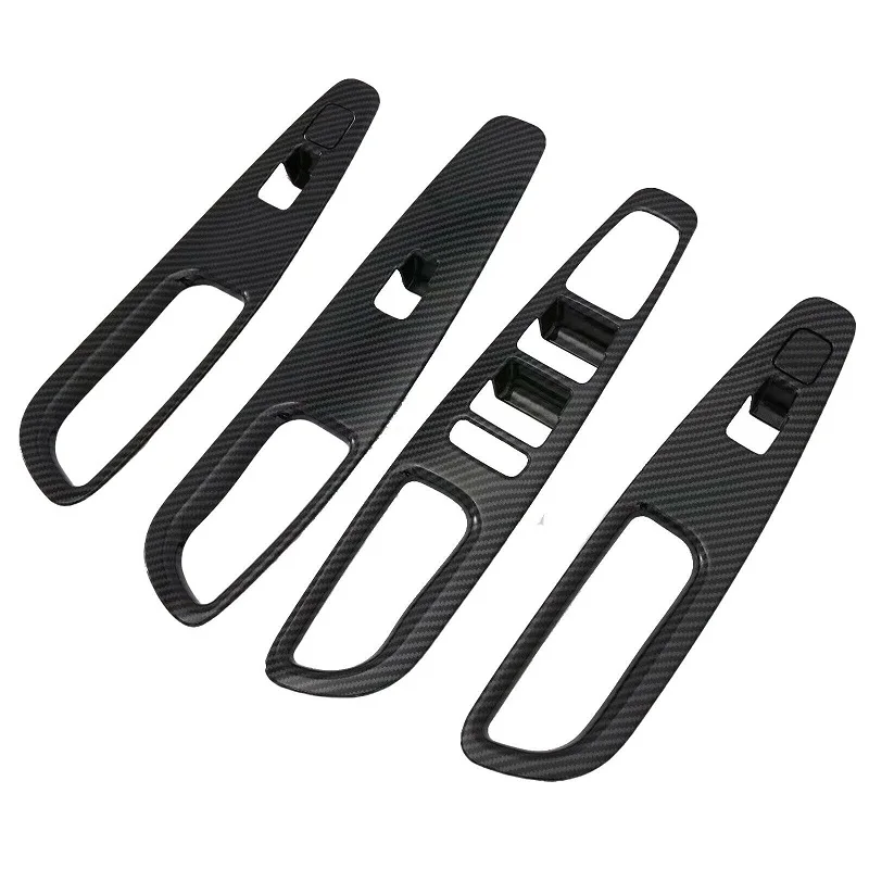 4PCS Car Window Lift Switch Cover Trim Carbon Fiber Style For Hyundai Santa Fe 2019 2020 2021 2022 Car Interior Accessories