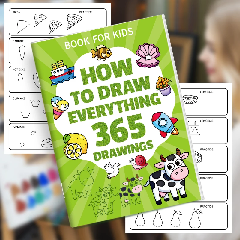 Libri di disegno per bambini, come disegnare con i colori e come disegnare tutto, 365 disegni sono libri di studio per il disegno dei bambini.
