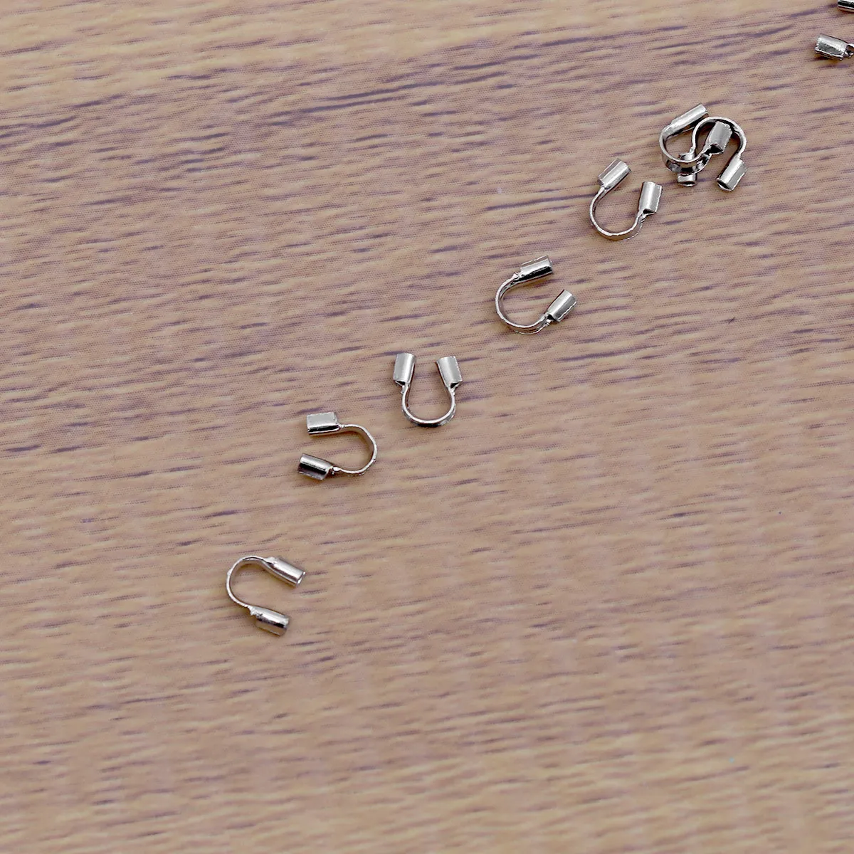 100Pcs Sterling Copper U Shaped Wire Wire Protectors for Jewelry Making DIY Craft Supplies Beading Cord Fraying Prevention