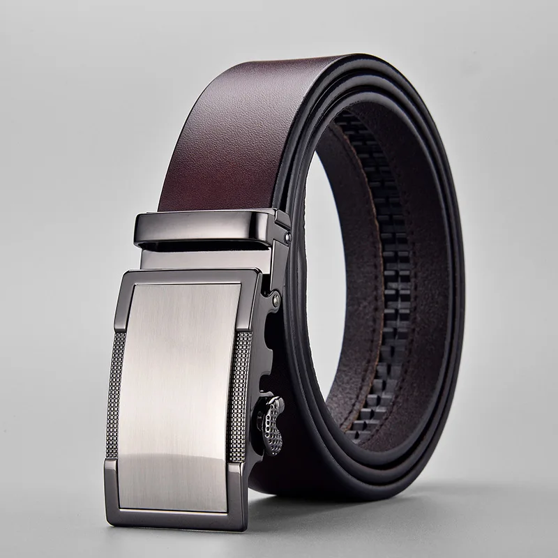 

mens casual original leather belts automatic buckle belt brand designer black brown strapon business office waistband mans leash