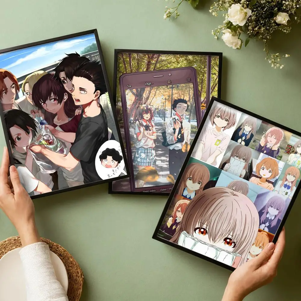 A Silent V-Voice Anime Poster Stickers HD Painting Self-Adhesive Art for Bedroom Living Room Home Decor Modern Wall Decals Gift