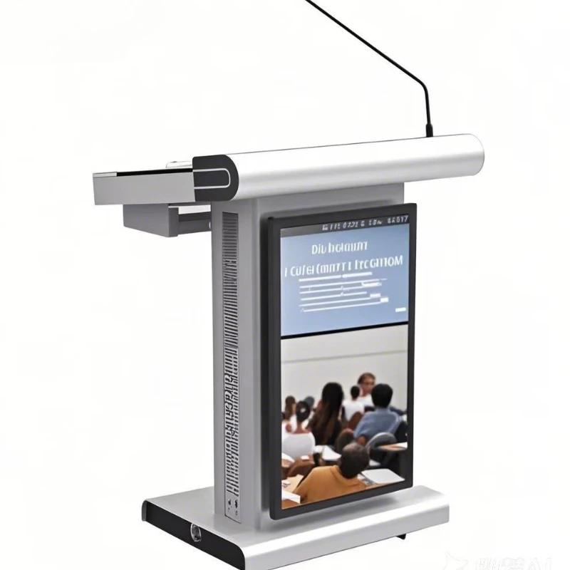Custom logo 21.5-inch touchscreen smart podium with built-in audio system conference education equipment