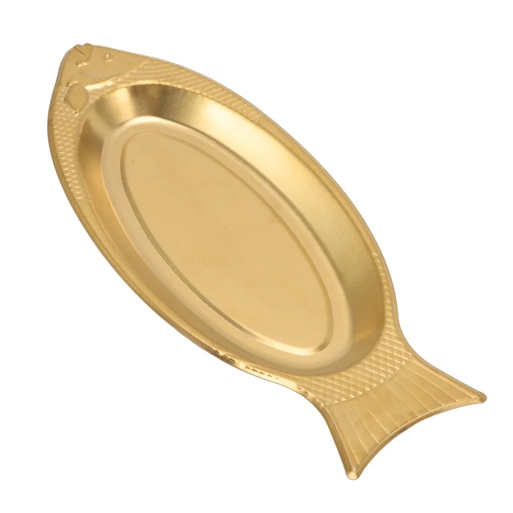 Stainless Steel Fish Shaped Plate Decorative Oval Fish Serving Platter Heavy Duty Easy To Clean Steaming Plate Home Restaurant