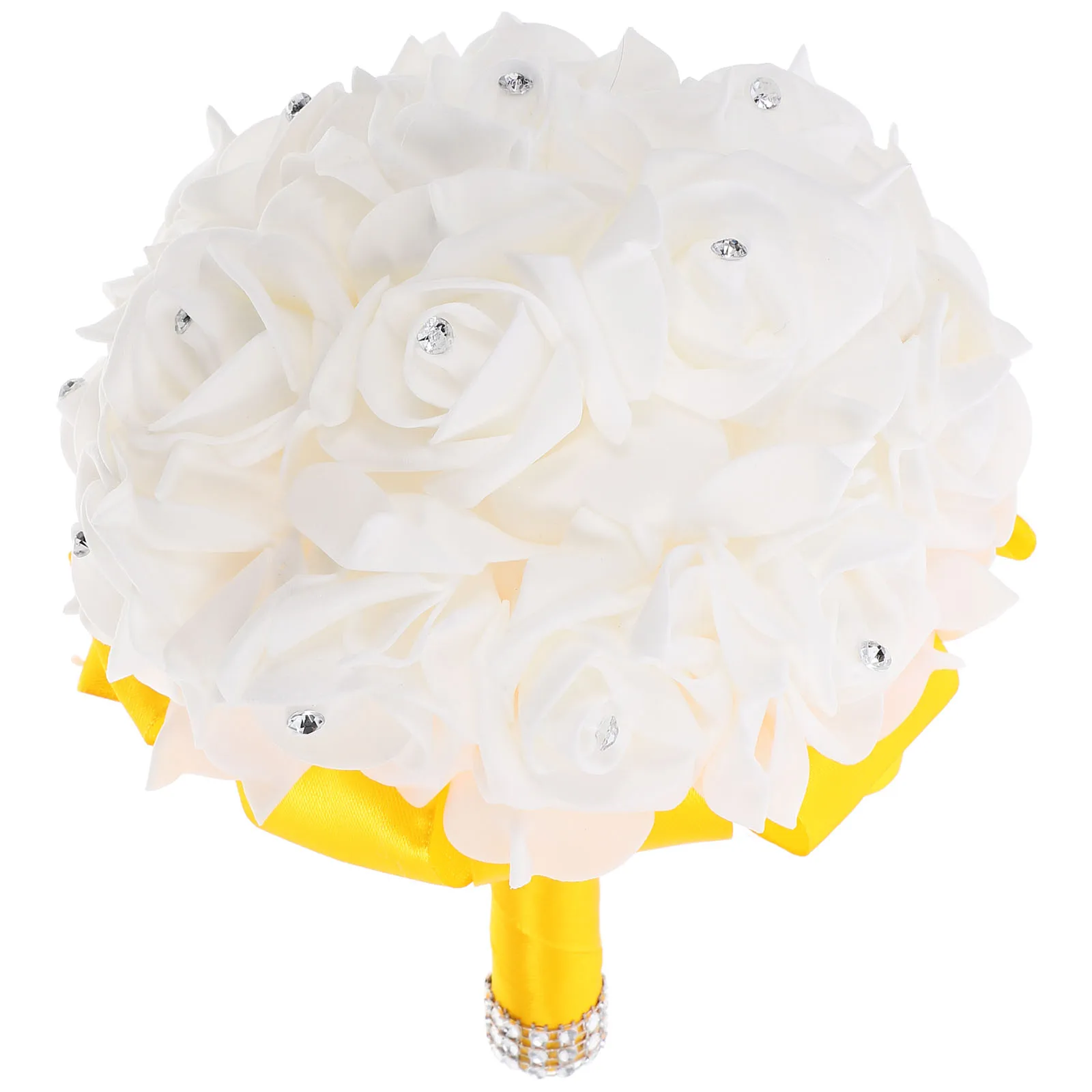 

Artificial Wedding Bouquet Romantic Yellow Flowers Bridal Bridesmaid H Bouquet PE FoamFlowers Longlasting Lightweight Stage