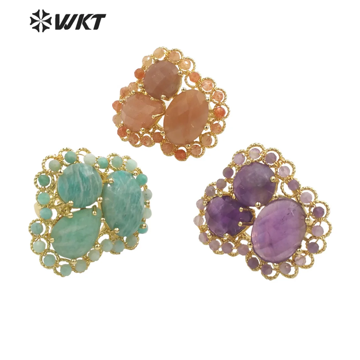 WT-R452 WKT 2023 Design style natural gemstone special shapes for girl party ring women hip-hop party accessory jewelry ring