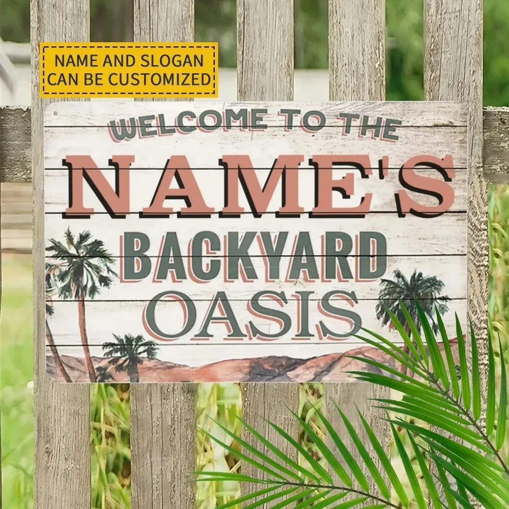 1pc 2D Flat Custom Family House Name Plaque 12x8 Inch Weather Resistant Aluminum Wall Decor Porch Patio Outdoor Sign