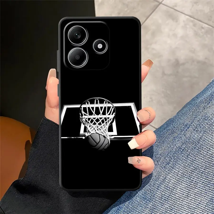 حافظة كرة السلة لهاتف Xiaomi Redmi Note 7 8 9 10 11 12 Pro 12s 9S 10S 11s 13 14 Pro Plus غطاء هاتف ناعم أسود #4