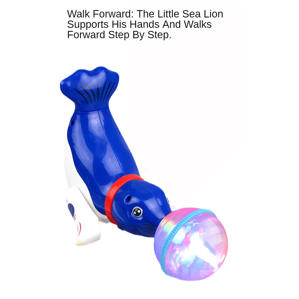 Música rotativa Little Sea Lion Toy, Rotação de 360 graus, Coordenação Olho-Mão, Efeito de luz, Forma fofa, Música dinâmica, Brinquedos elétricos