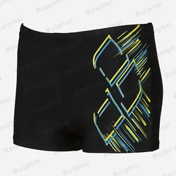 Mens Square Leg Athletic Swim Jammers Durable Training Splice Team Swimsuit Men Swimming Trunks Neon Size Xs-2xl