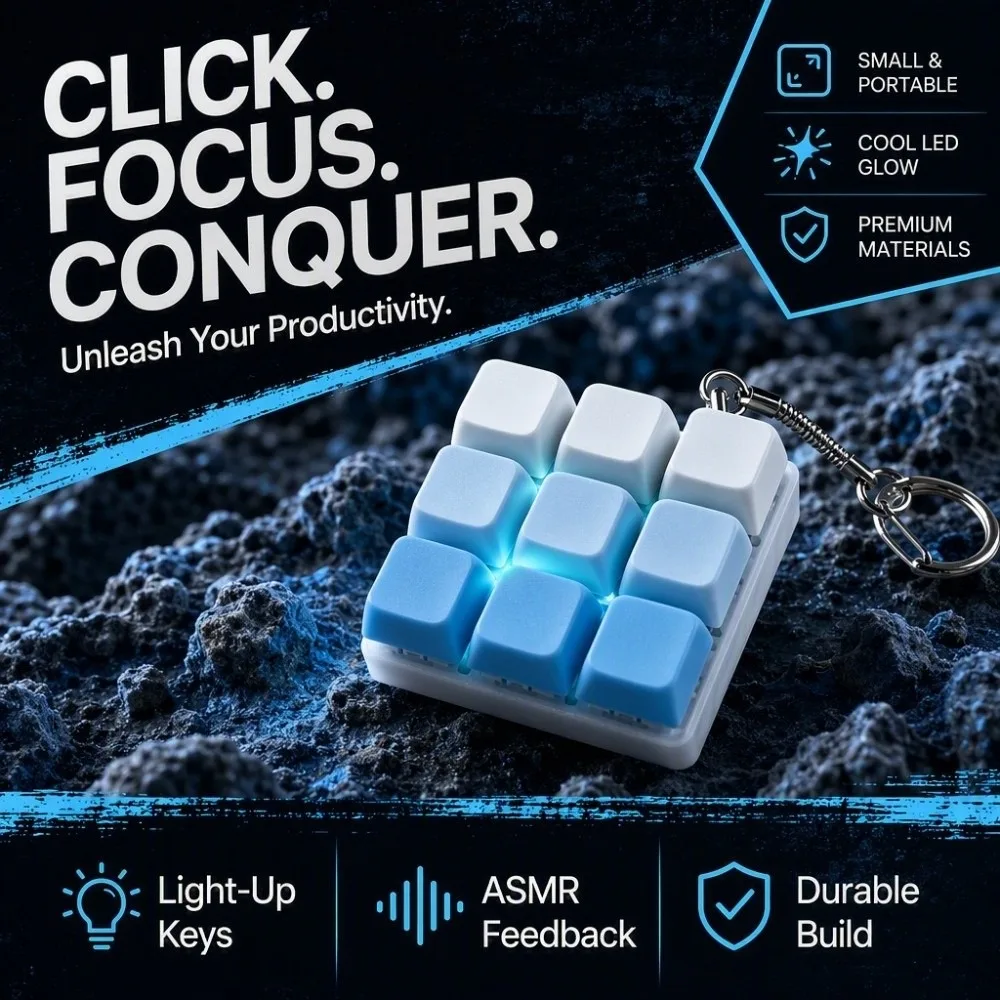 Interactive Small And Elegant Keyboard Keychain Compact Portable Fidget Bag Pendant Plastic Light-up Press Button Keyring Travel